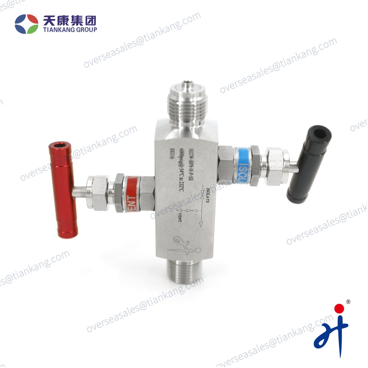 TianKang HongJi In-Line Two Valve Manifold (Male to Male Thread) - tiankanginternational